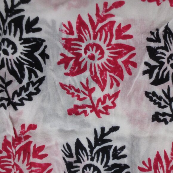 LOFT womens BLOUSE shirt SHEER floral OFF WHITE black HOT PINK career TOP SIZE S - Picture 11 of 12